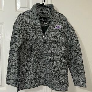 Lousianna State University Gray Sherpa Pullover Teddy Bear Jacket Sz. Med